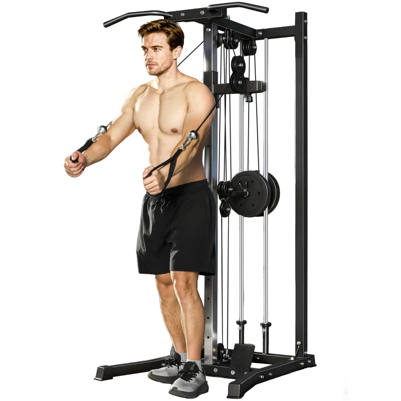 Soozier Cable Station Dual Pulley System with Pull up Bar and 14 Adjustable Positions