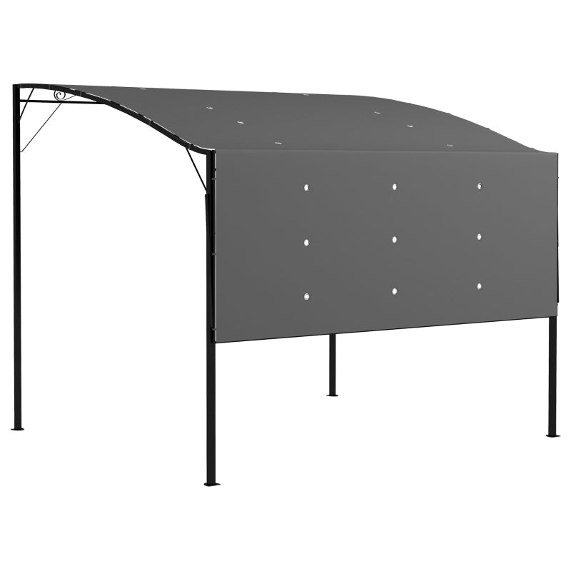 10x8ft Patio Metal Gazebo with Extendable Side Awning, Outdoor Shelter Shade Canopy Deck Awning, Dark Grey
