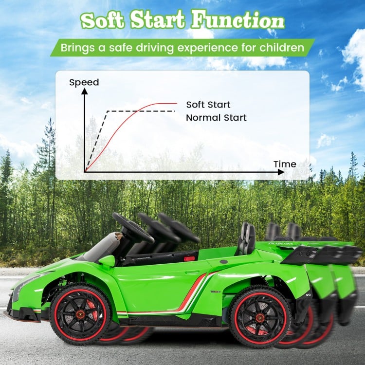 12V Licensed Lamborghini 4WD Kids Ride-on Sports Car with 2.4G Remote-Green