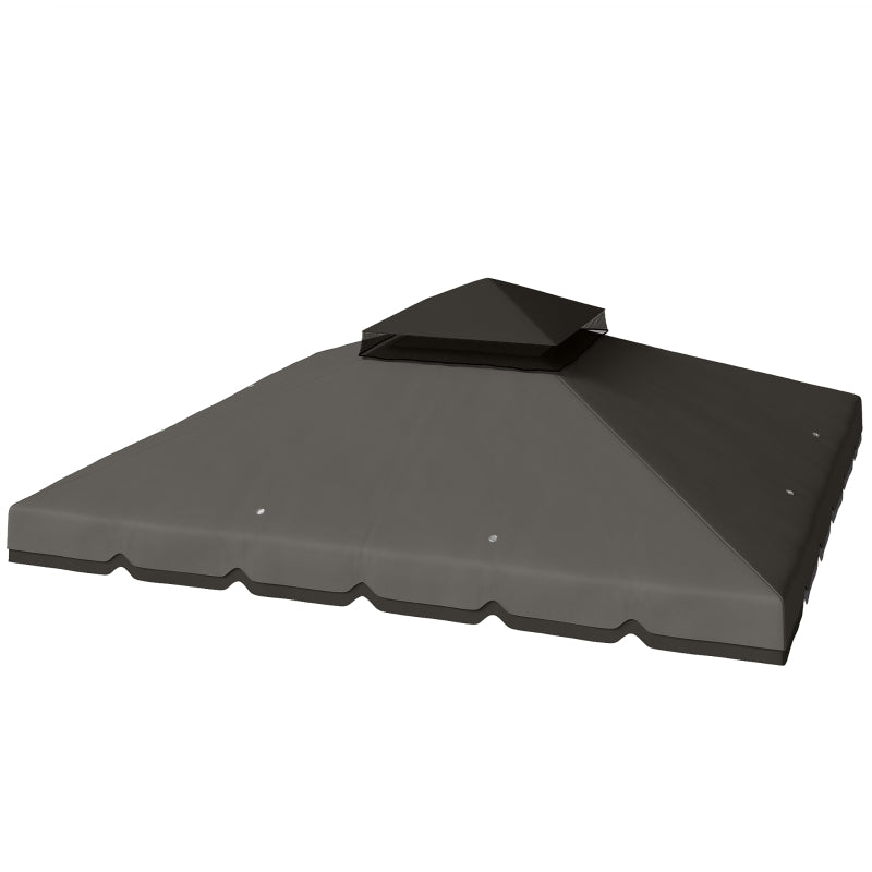 10' x 10' Gazebo Canopy Replacement, Double-Tier Outdoor Gazebo Cover Top Roof, TOP ONLY, Light Grey/Dark Grey