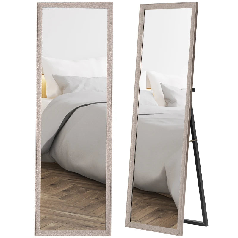64" x 21" Rectangular Full Length Mirror with Frame, Free Standing, Wall Mounted or Leaning, Gunmetal Silver