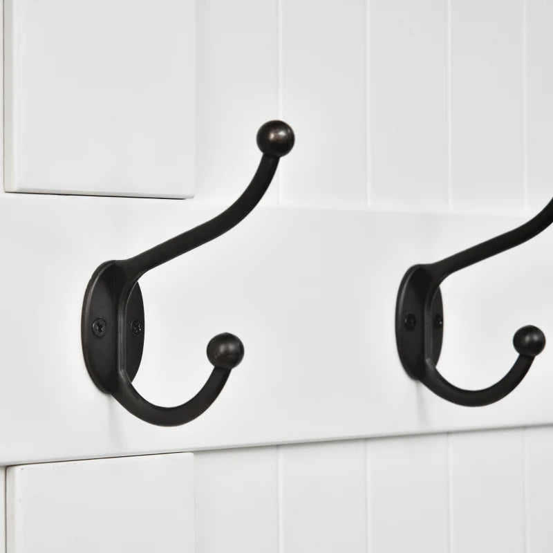 3-In-1 Hall Tree w/ Coat Rack, Shoe Storage and Bench Seat, Entryway Bench w/ 4 Hooks for Hallway, Living Room, White