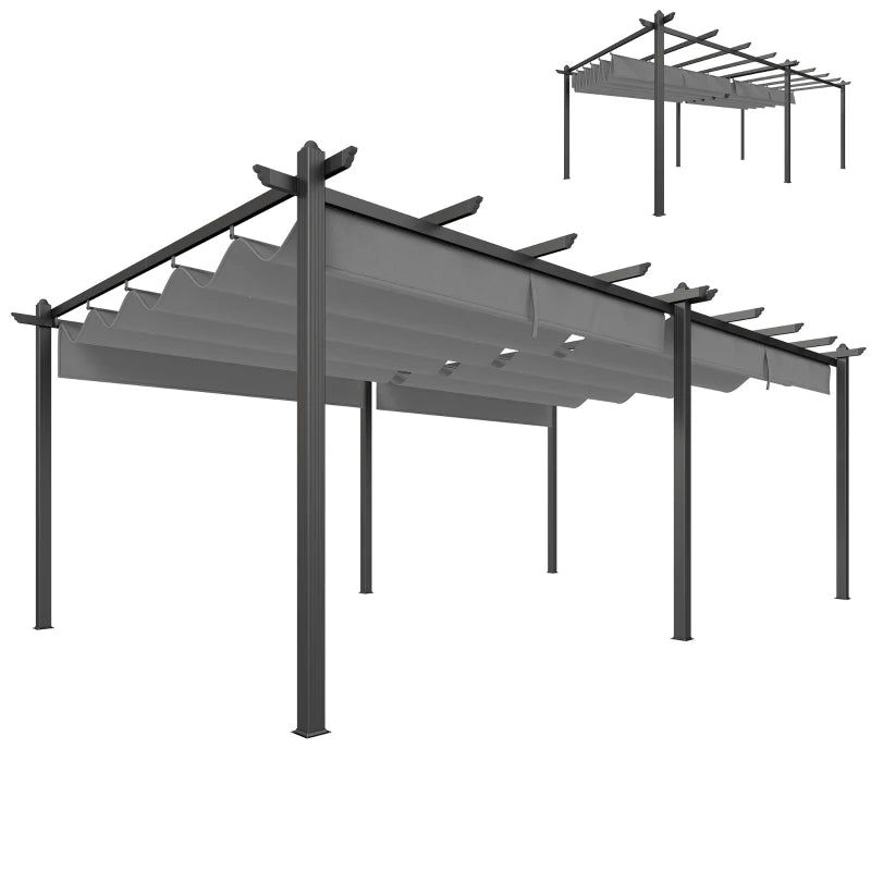 11.7' x 19.6' Retractable Pergola Canopy, Aluminum Pergola for Grill, Patio, Garden, Deck