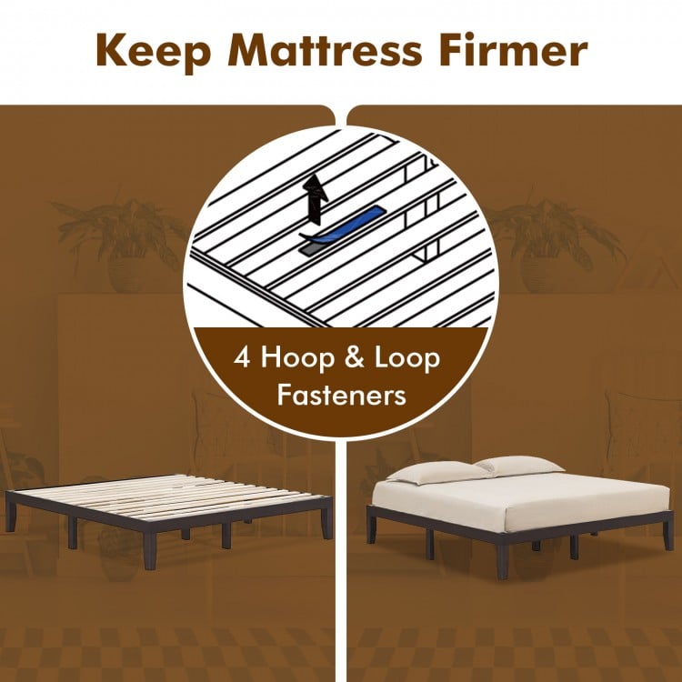 14 Inch King Size Wood Platform Bed Frame-Brown
