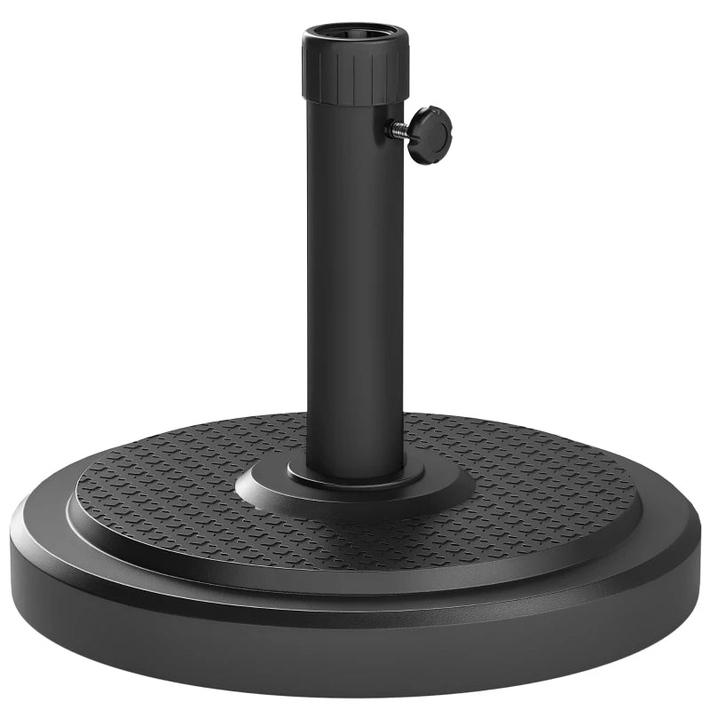 48 lbs Patio Umbrella Base Round HDPE Umbrella Base For 1.5" or 1.9" Outdoor Umbrella Poles Φ18.9" x 15.2" H Black