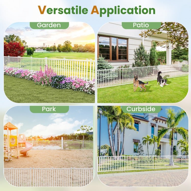 2 Piece 80 x 51 Inch Vinyl Picket Fence for Garden-White