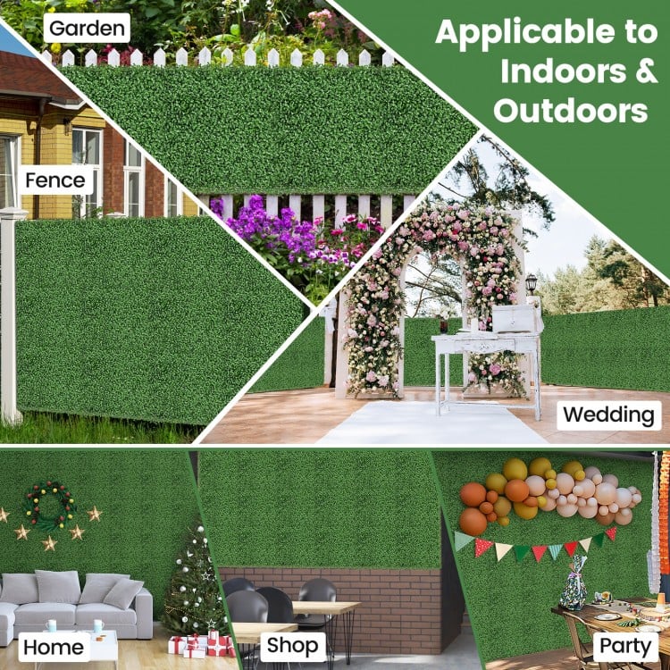 12 Pieces 20 x 20 Inch Artificial Boxwood Wall Panels with Insertable Branches