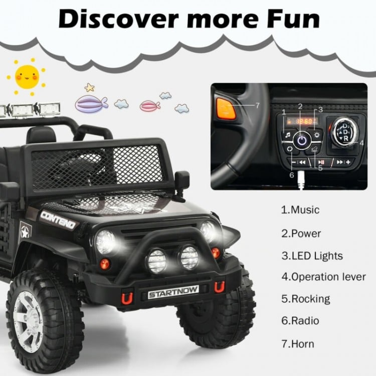 12V Kids Electric Ride On Truck with Remote Control and Operation Lever-Black