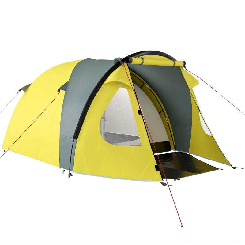 3-4 Person Camping Tent, Easy Set Up Dome Tent with Porch, Waterproof Family Tent with Bedroom and Sewn-in Groundsheet