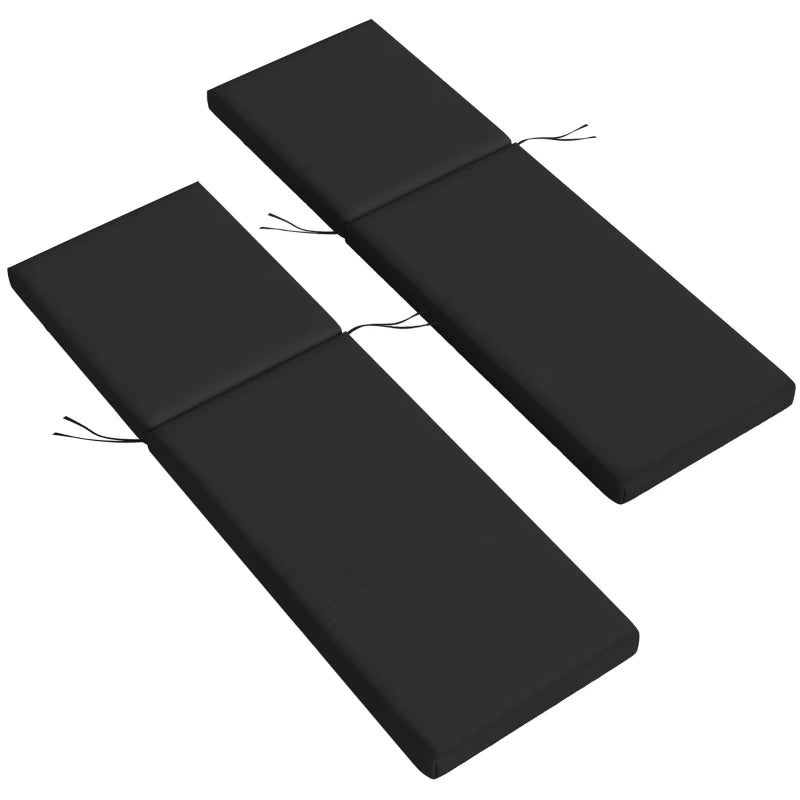 2-Piece Back and Seat Cushion Pillows Replacement, Patio Chair Cushions Set with Ties for Indoor Outdoor, Black