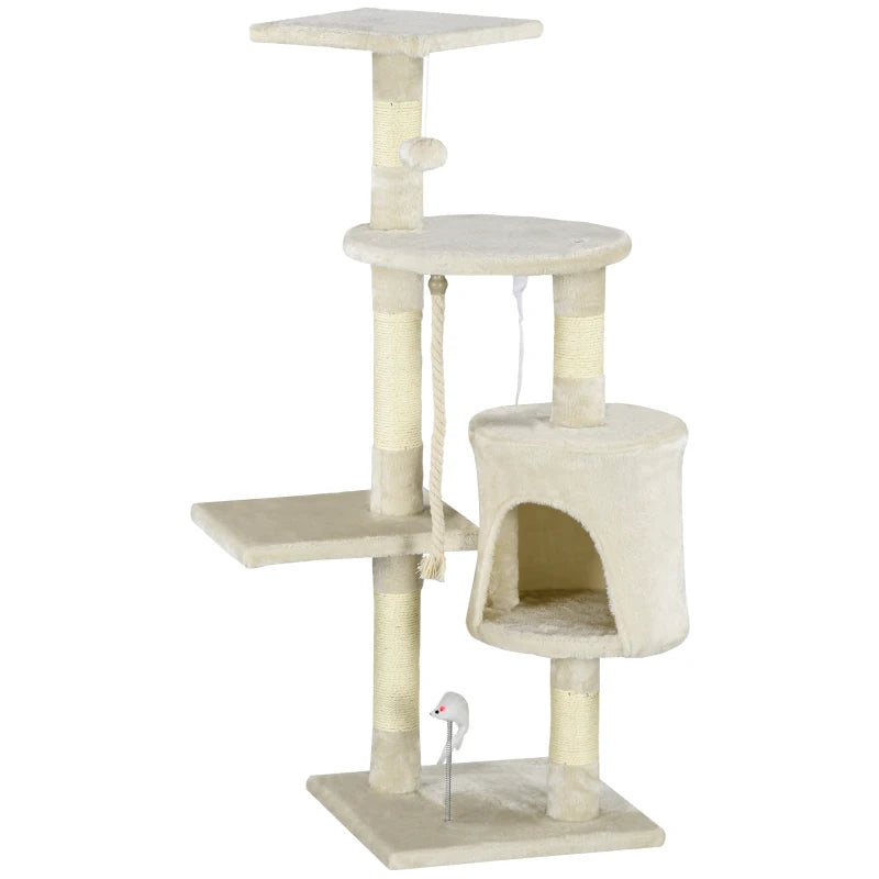 46" Scratching Cat Tree Multi Level Activity Center Kitty Condo Furniture Post Beige