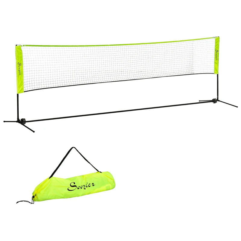 Soozier 14ft Badminton Net, Height Adjustable Outdoor Sports Net with Carry Bag, for Tennis, Pickleball and Volleyball, Yellow