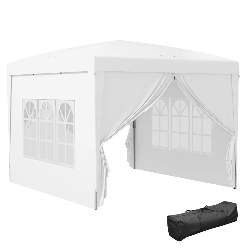 10'x10' Outdoor Pop Up Party Tent Wedding Gazebo Canopy with Carrying Bag (White)