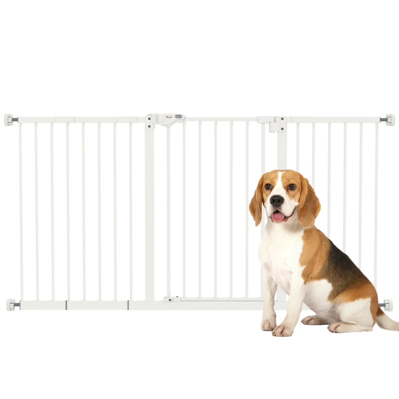 30 Inch Tall Pet Gate with Door Dog Gate and Barrier Indoor for Stairs Includes 7", 8", 12" Extensions Kit