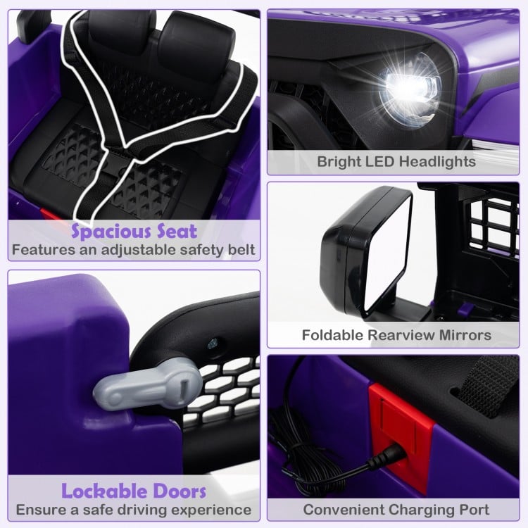 12V Kids Ride on Truck Car Battery Powered Electric Vehicle-Purple