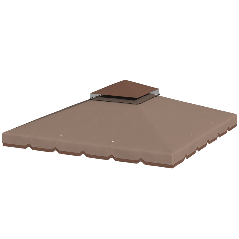10' x 10' Gazebo Canopy Replacement, Double-Tier Outdoor Gazebo Cover Top Roof, TOP ONLY, Khaki/Brown