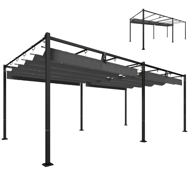 19' x 10' Pergola with Retractable Canopy, Patio Pergola with Sun Shade Shelter, UV50+, for Patio, Garden, Dark Grey