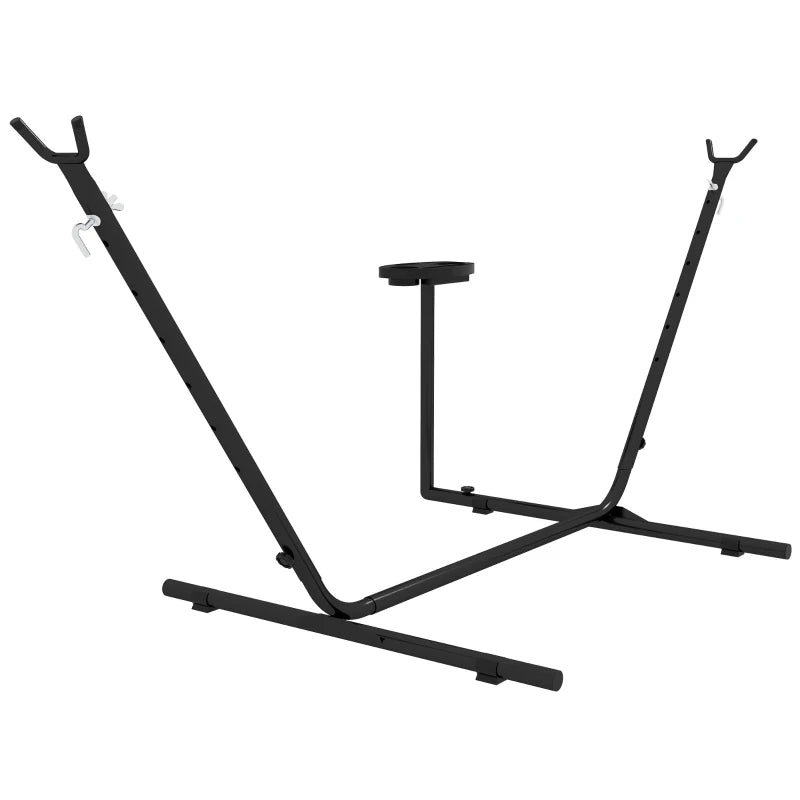 10' Hammock Stand with Side Tray, Hammock Chair Stand Only with Steel Frame, Black