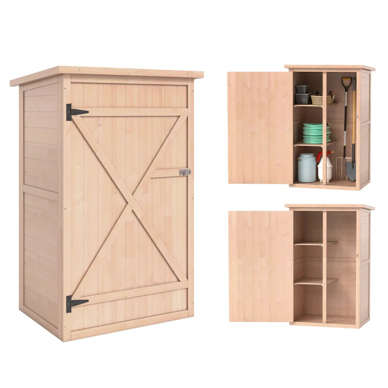 29.9"x21.7"x45.3"Garden Storage Shed with Asphalt Roof, Outdoor Storage Cabinet w/ Shelves, Natural