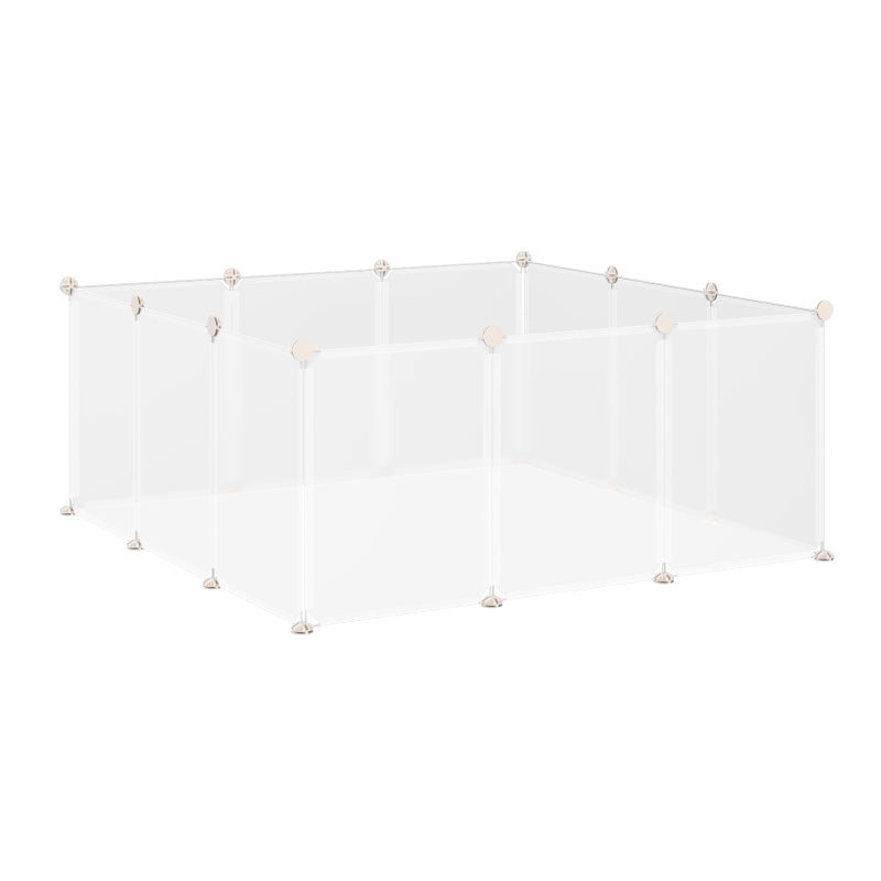 Small Animal Cage Plastic Chinchilla Cage 12 Panels for Guinea Pig, 18" x 14", White