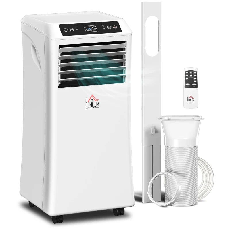 10,000BTU Mobile Portable Air Conditioner with Cooling, Dehumidifier, 2 Speed Fans, 24-Hour Timer for Bedroom, White
