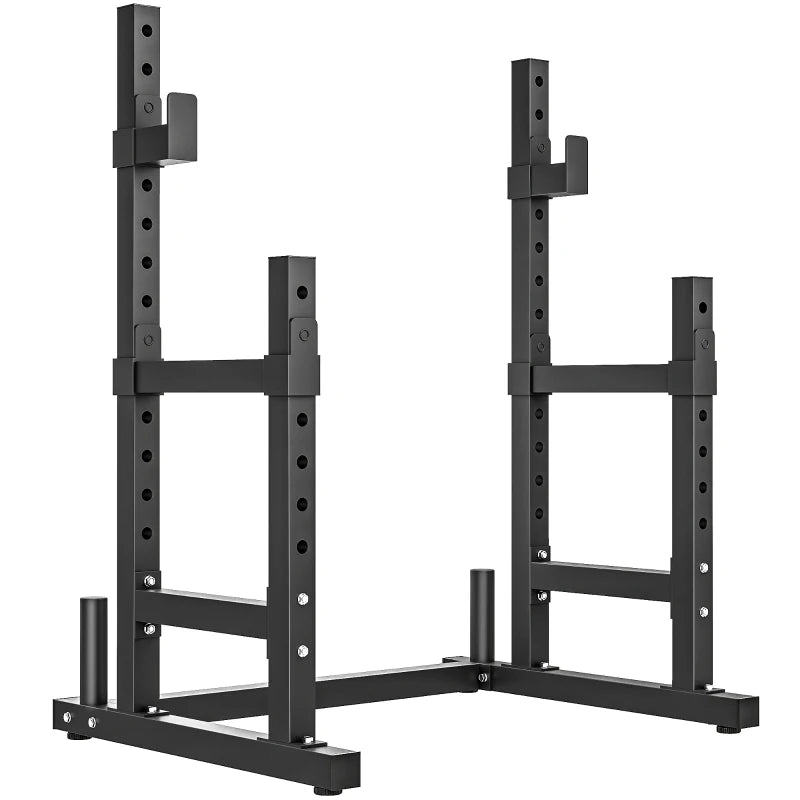 Soozier Adjustable Squat Rack, 660 lbs Multi-Function Barbell Rack for Weight Lifting and Home Gym Strength Training, Black