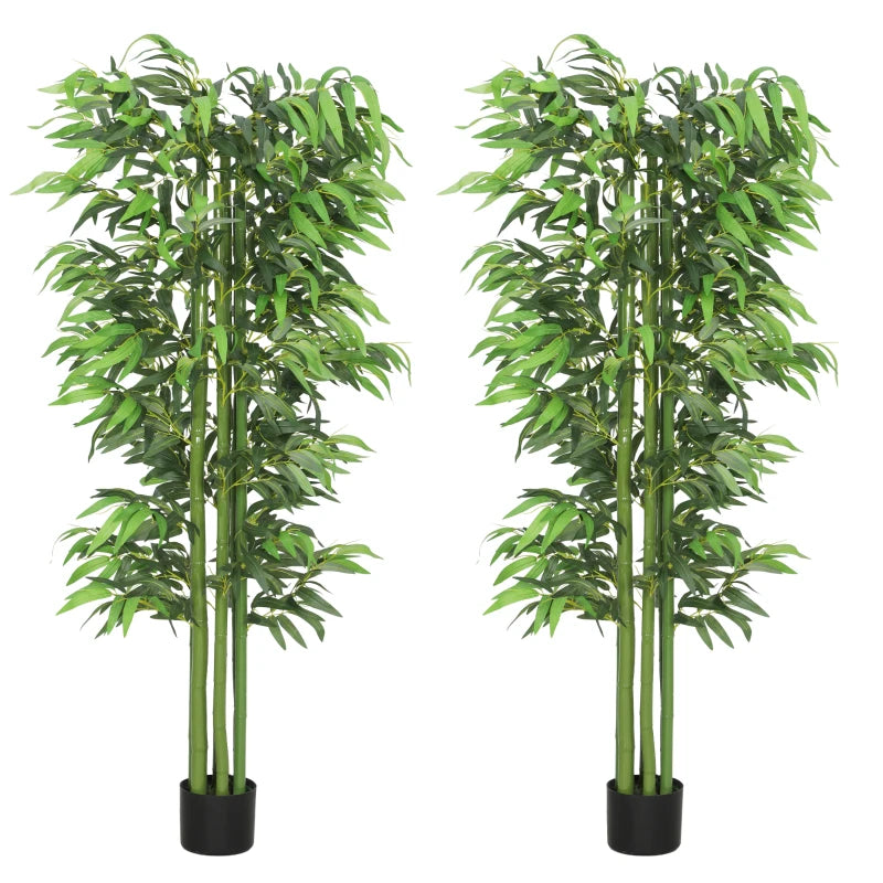 6FT Artificial Bamboo Trees Set of 2, Fake Plants with Nursery Pot for Indoor Decor