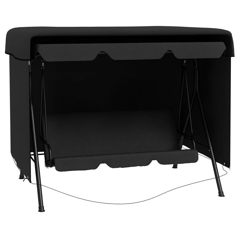 3-Seater Patio Swing Cover, Outdoor Garden Furniture Protection, 85" x 61" x 59", Black