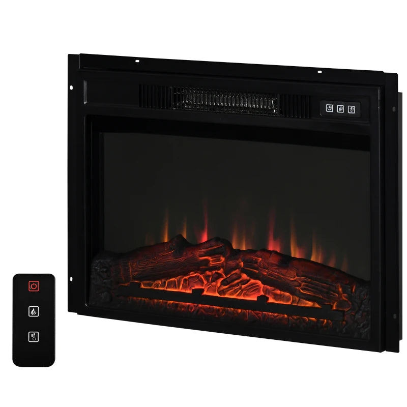 23" Electric Fireplace Insert for Wooden Cabinet, Recessed Fireplace Heater with Realistic Log Flames, Adjustable Brightness, 1400W, Black