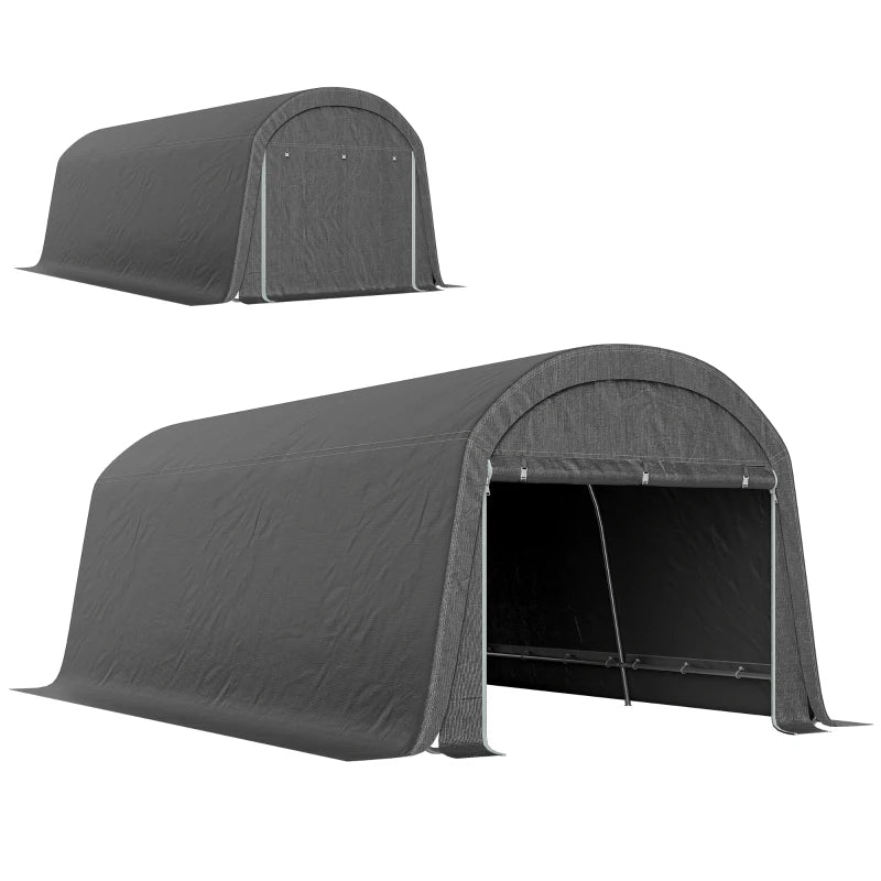 10' x 20' Portable Shed, Motorcycle Bike Tent with Roll-up Door, Galvanised Steel Frame for Garden Tools, Dark Grey