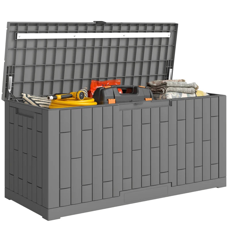 120 Gallon Resin Deck Box, Lockable Outdoor Storage Box, Splash-Resistant & UV Resistant Patio Storage Container