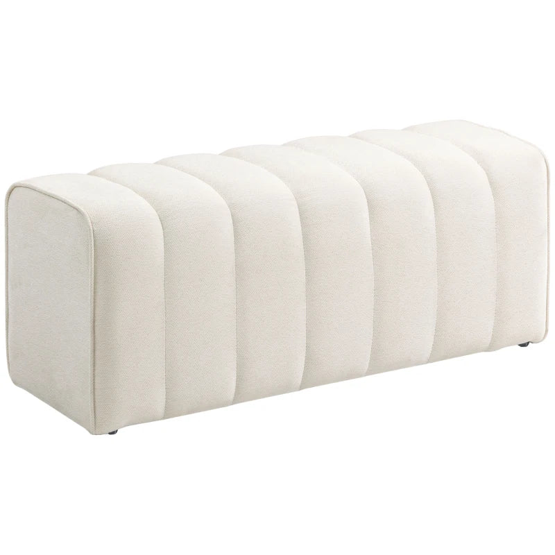43" Upholstered Bedroom Bench Modern End of Bed Bench Load up to 485 lbs for Bedroom Hallway Living Room Cream White