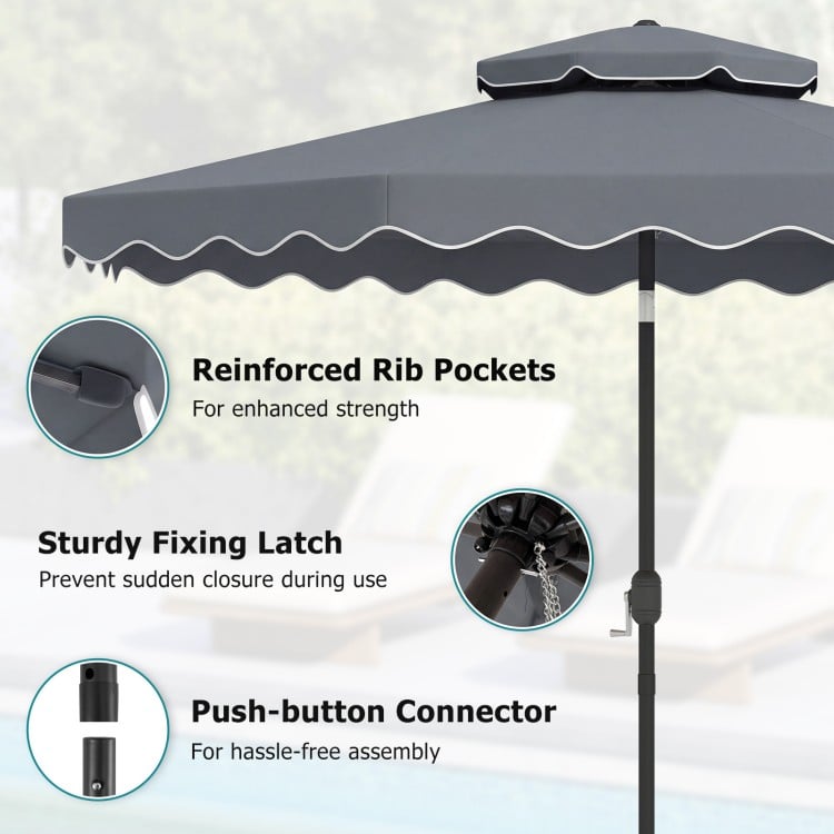 10 Feet Patio Umbrella with Push Button Tilt and Crank-Gray