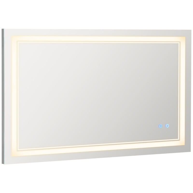 40" x 24" LED Bathroom Mirror, Dimmable Lighted Wall-Mounted Mirror, with 3 Colour, Smart Touch, Plug-in, Vertical or Horizontal Hanging