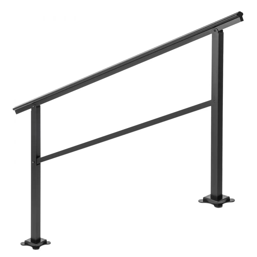 VEVOR Outdoor Handrail 165LBS Load Handrail Outdoor Stairs Aluminum Stair Handrail 60 x 35" Outdoor Stair Railing Transitional Range from 0 to 50° Staircase Handrail Fits 4-5 Steps with Screw Kit