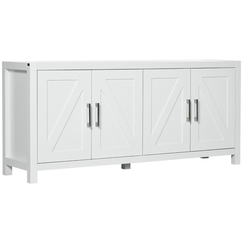 Sideboard Cabinet Buffets Table with Barn Style Doors TV Cabinet Stand for TVs up to 65" with 4 Cable Holes White