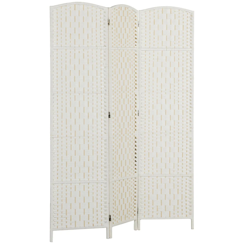 6ft Folding Room Divider, 3 Panel Wall Partition with Wooden Frame for Bedroom, Home Office, White