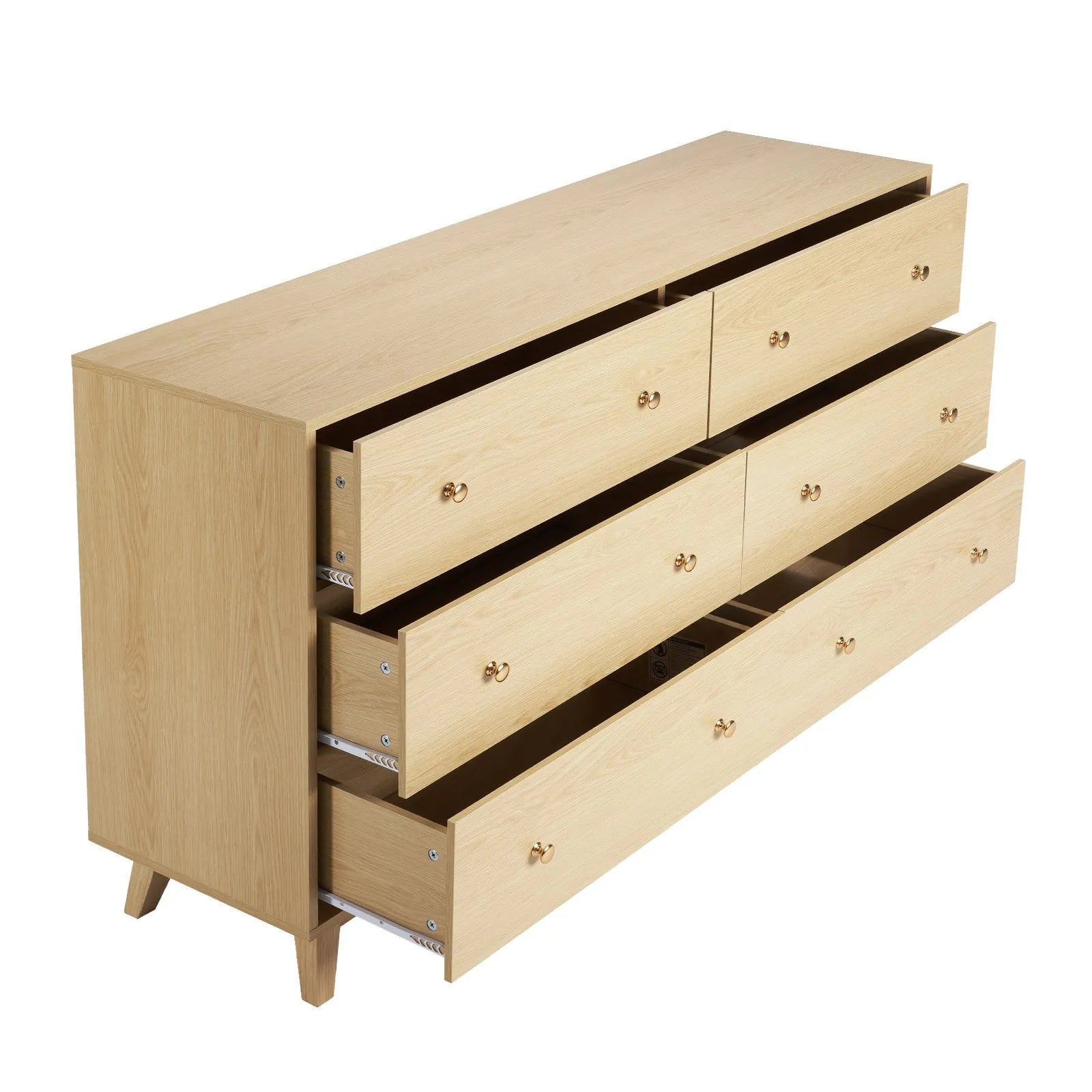 VEVOR 6 Drawer Dresser Wooden Chest of Drawers with Sliding with Anti-tip Device