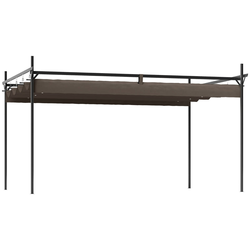 10' x 10' Outdoor Gazebo, UPF30+ Retractable Pergola Canopy, Free Standing Metal Pergola Kit, Brown