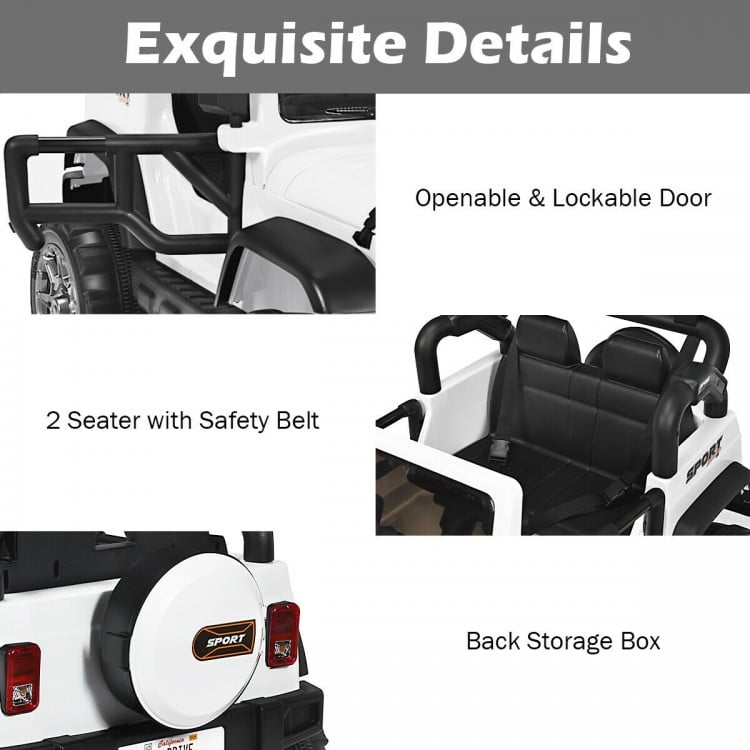 12V 2-Seater Ride on Car Truck with Remote Control and Storage Room-White