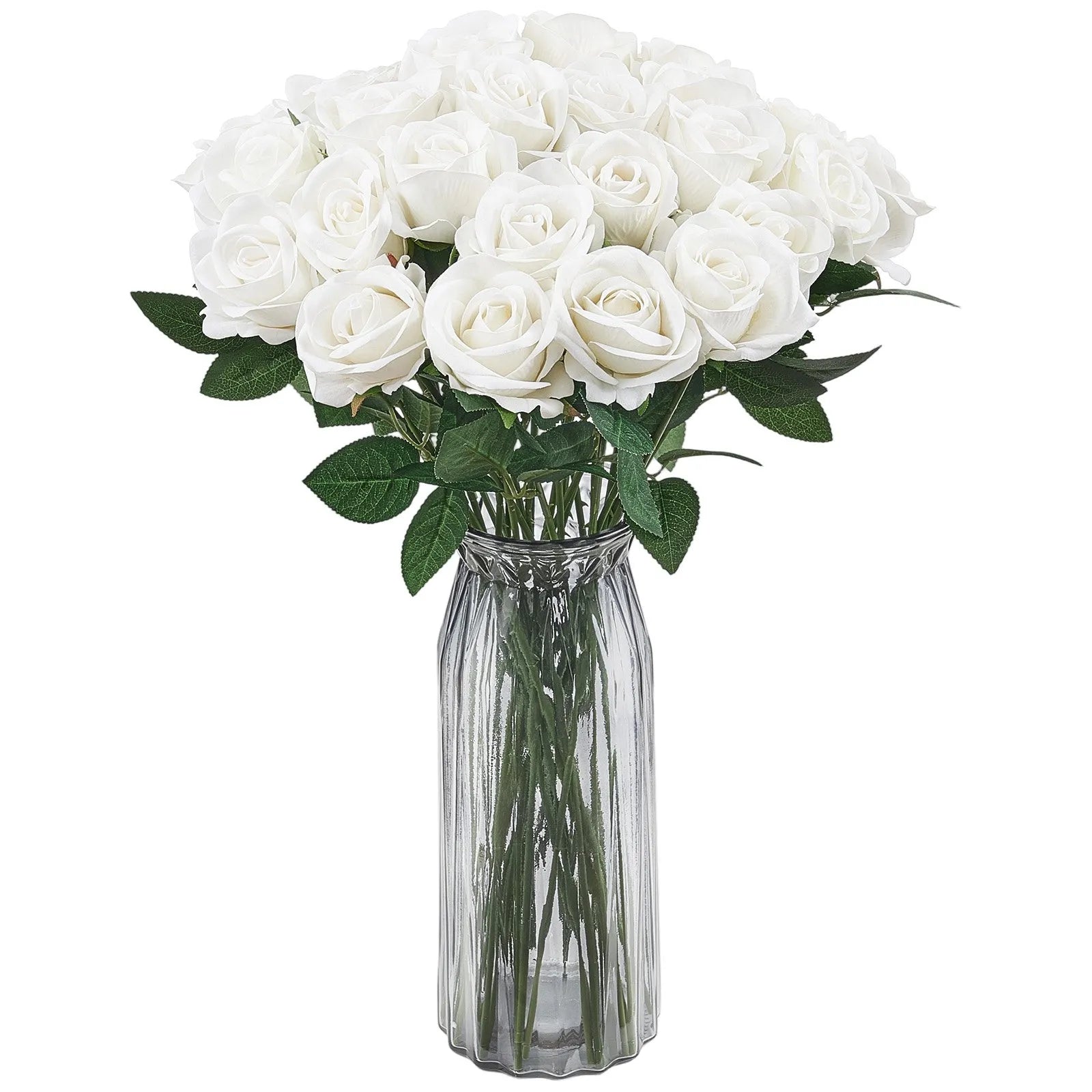 VEVOR 120 Pcs White Roses Artificial Flowers Realistic Bouquet Xmas Home Decor