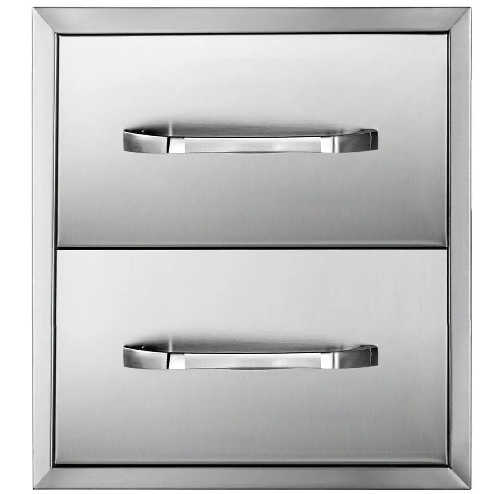 VEVOR Outdoor Kitchen Drawers 18W x 20.6H x 12.7D Inch, Flush Mount Double BBQ Drawers Stainless Steel with Handle, BBQ Island Drawers for Outdoor Kitchens or Patio Grill Station