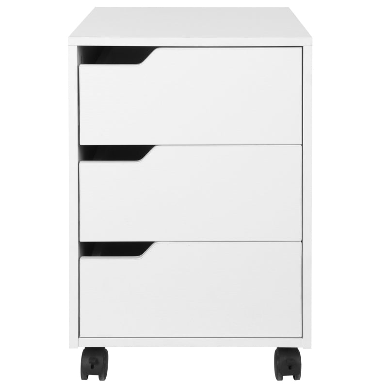 3 Drawer File Cabinet, Mobile Vertical Filing Cabinet with Wheels, Printer Stand with Storage for Home Office, White