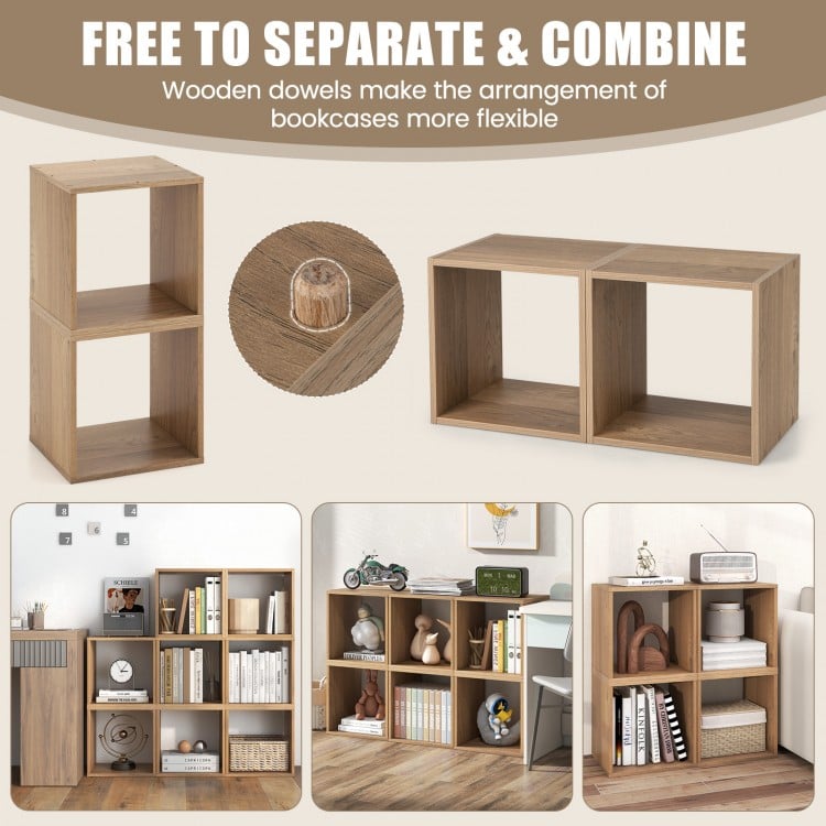 2 Cubes Stackable Bookcase for Living Room and Study-Natural