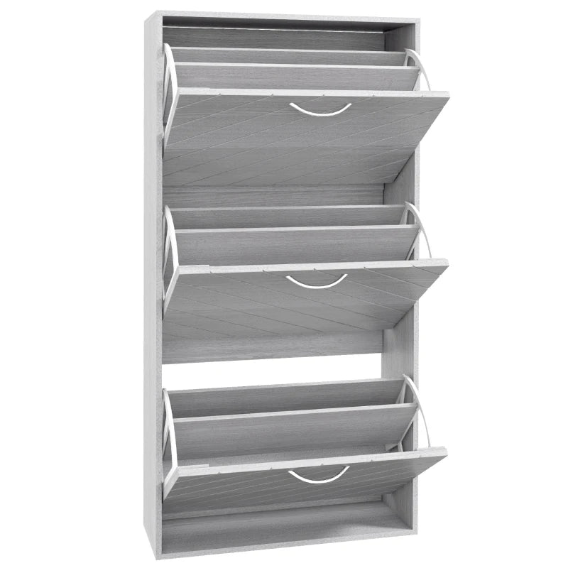 Shoe Storage Cabinet with 3 Flip Drawers, Narrow and Slim, 12 Pair of Shoes Organizer for Hallway, Entryway