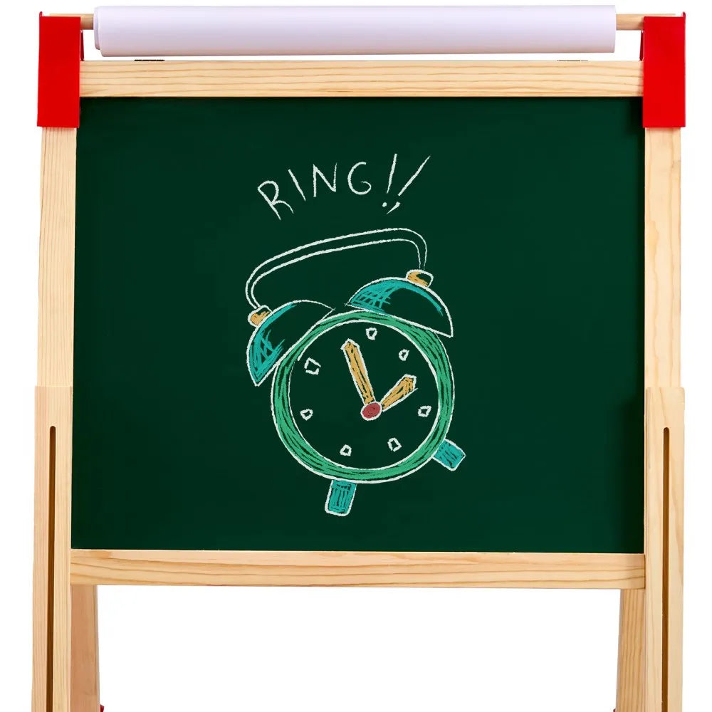 VEVOR 3-in-1 Kids Art Easel Double-Sided Wooden Magnetic Whiteboard Chalkboard