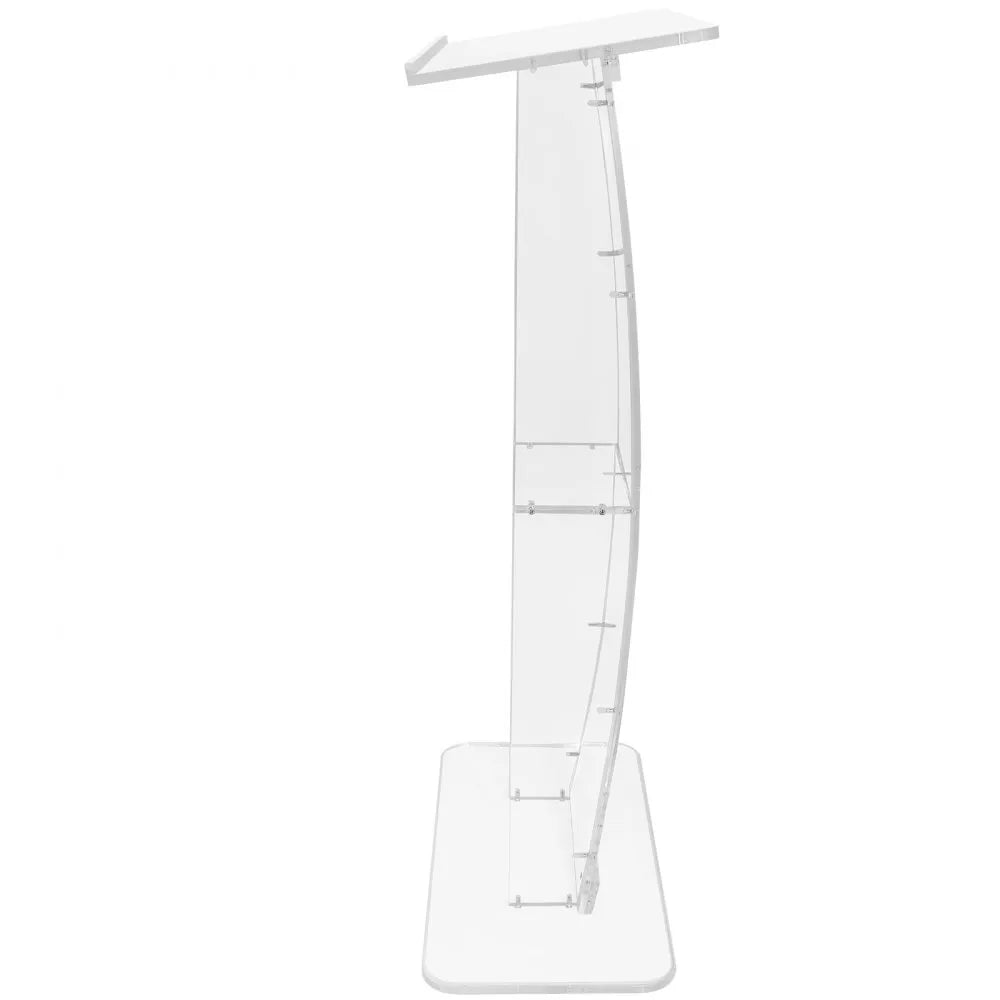 VEVOR Acrylic Podium, 47" Tall, Clear Acrylic Podium Stand with Wide Reading Surface & Storage Shelf, Floor-standing Clear Pulpits Acrylic for Church Office School