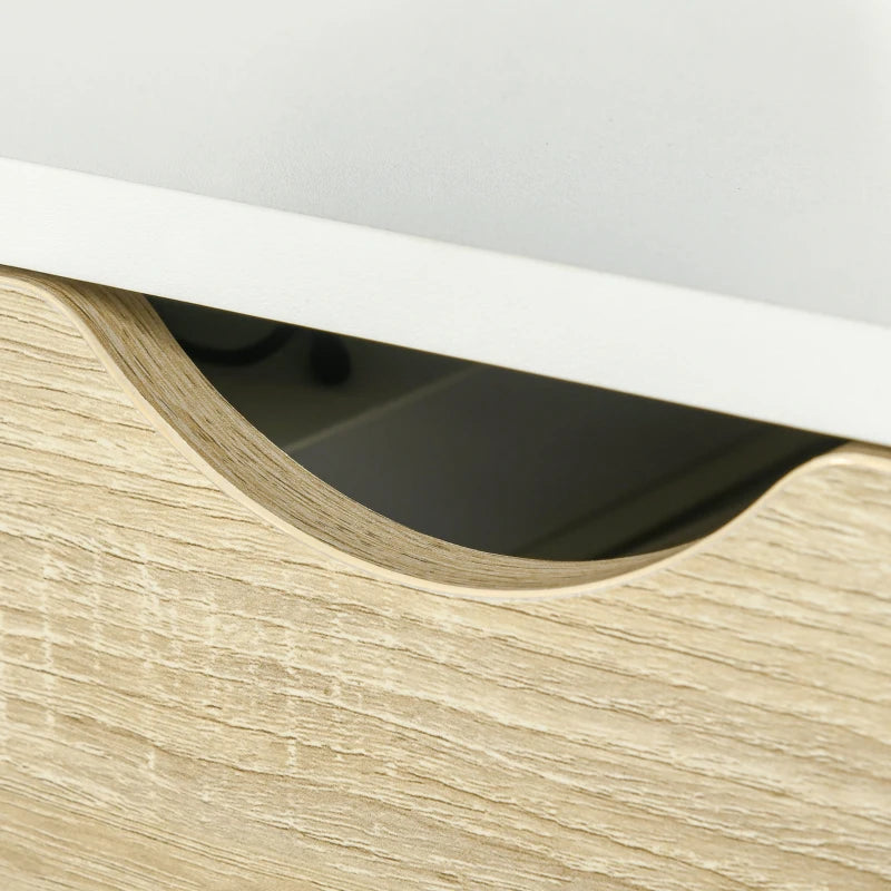 Set of 2 Bedside Table with Drawer and Shelf, Modern Nightstand with Wooden Legs, End Table for Bedroom, White