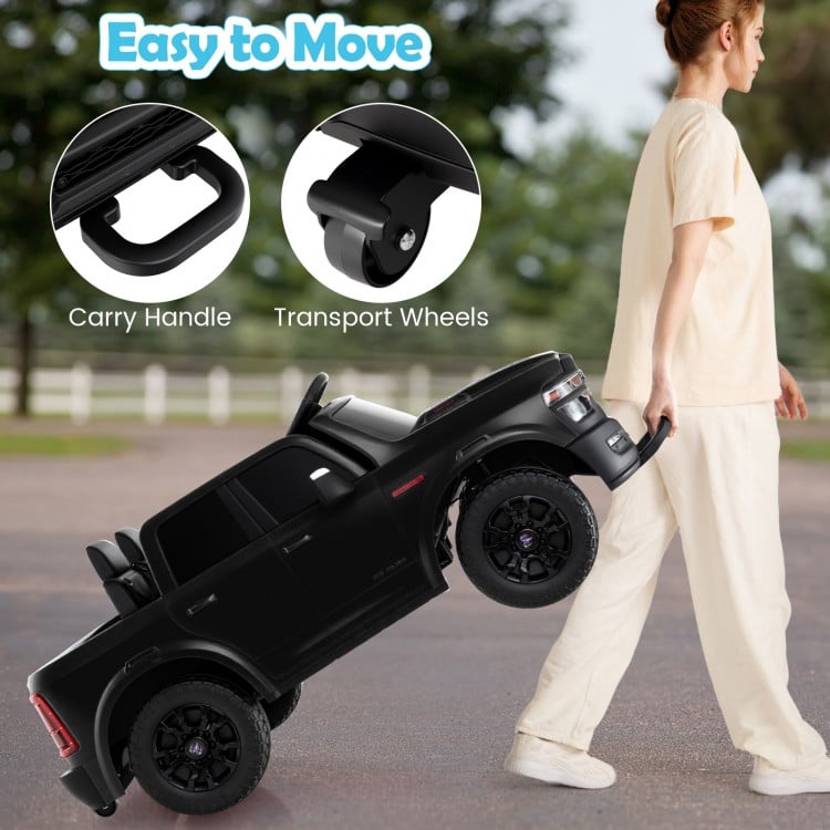 2 Seater 24V Ride on Toy for Big Kids Licensed Ram Truck with Remote and Music-Black