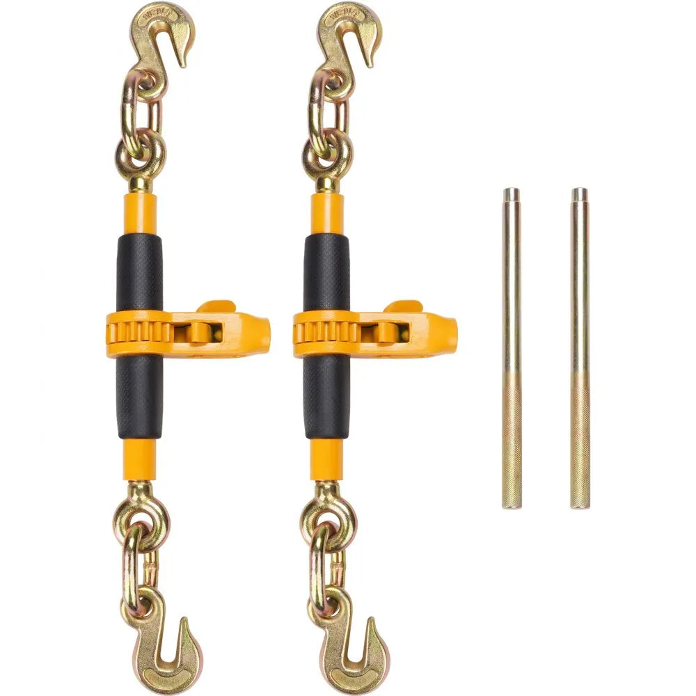 VEVOR 4PCS Ratchet Chain Binder, 5/16"-3/8" Heavy Duty Load Binders, with G80 Hooks 7,100 lbs Secure Load Limit, Labor-saving Anti-skid Handle, Tie Down Hauling Chain Binders for Flatbed Truck Trailer